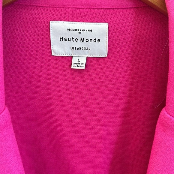 Haute Monde Longline Coat Size Large Hot Pink Side Pockets Single Button Closure - Picture 2 of 13